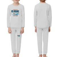 Thumbnail for Bombardier Global Express - Children Pajamas - Cartoon Chest + Name - Light Gray
