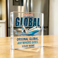Thumbnail for Bombardier Global Express - Crystal Ornament - Cartoon + Name - Kitchen