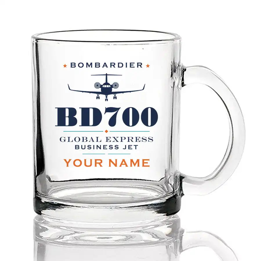 Bombardier Global Express - Heritage + Name - Coffee & Tea Glass