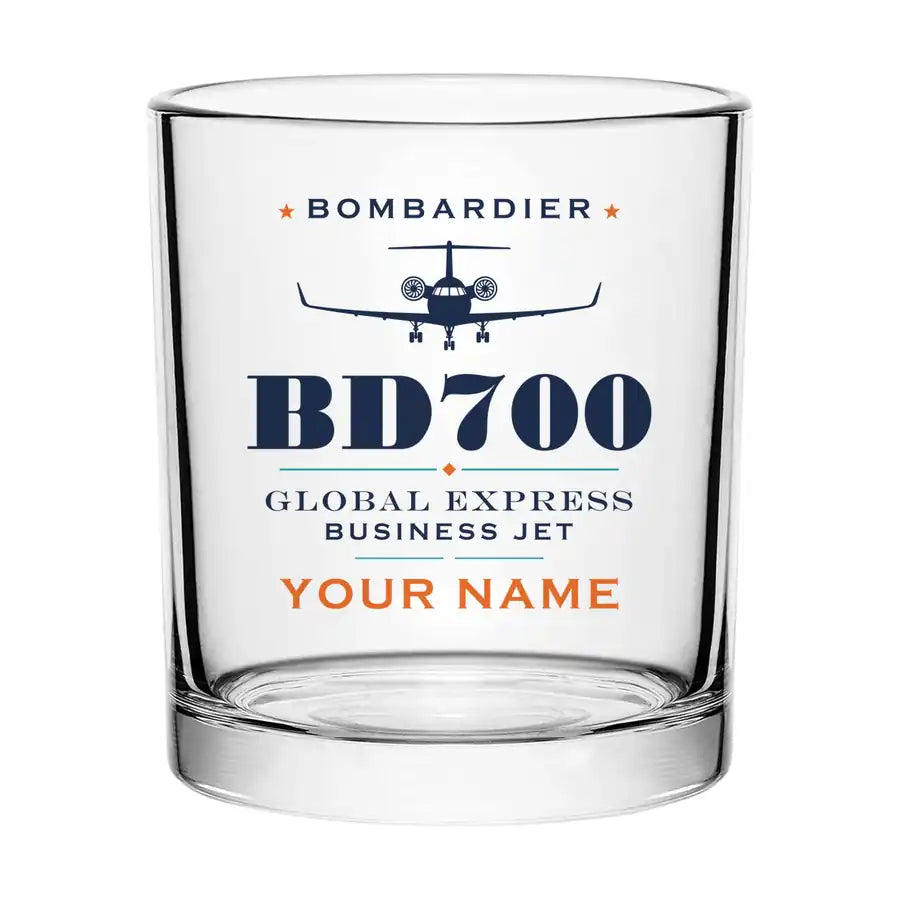 Bombardier Global Express - Heritage + Name - Special Whiskey Glass