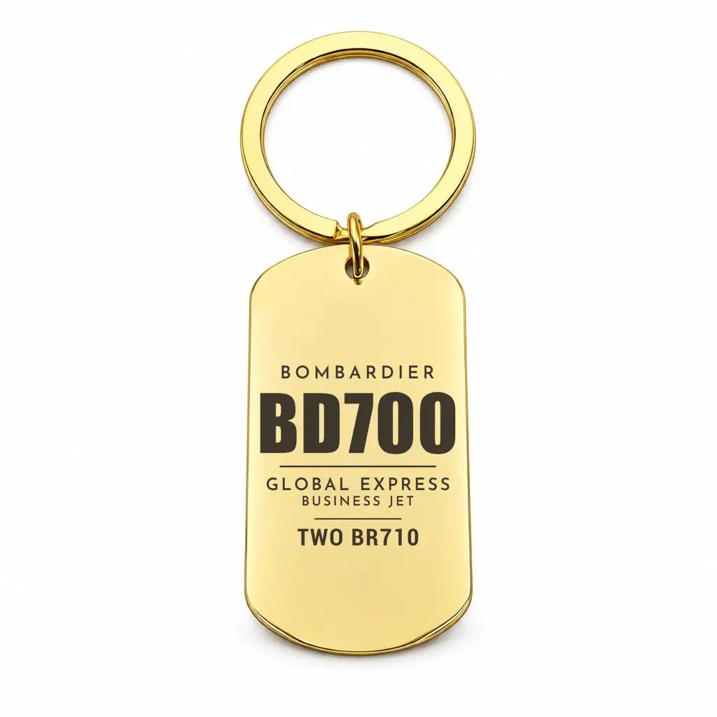 Bombardier Global Express - Key Chain - Tag - Gold