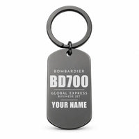 Thumbnail for Bombardier Global Express - Key Chain - Tag + Name - Black