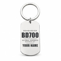 Thumbnail for Bombardier Global Express - Key Chain - Tag + Name - Silver
