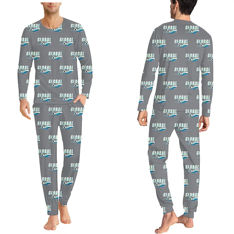 Bombardier Global Express - Men Pajamas - Cartoon Pattern - Gray