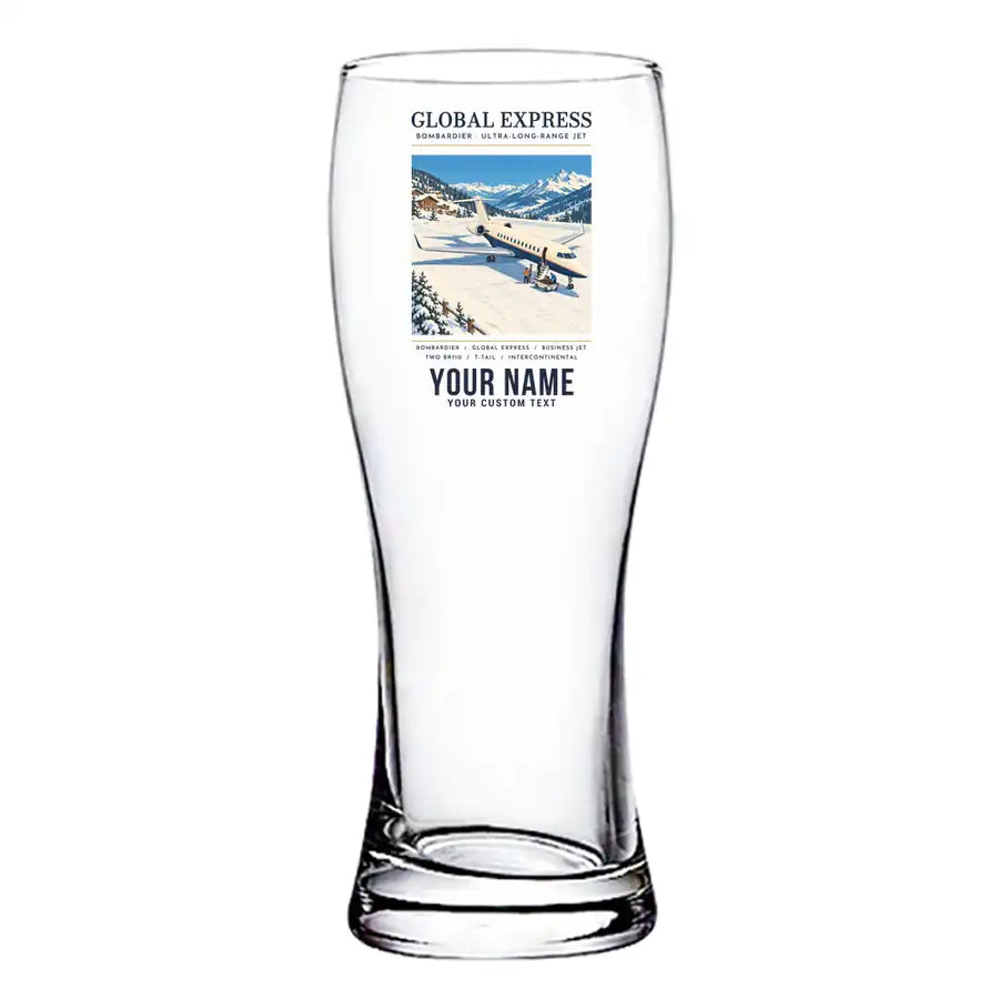 Bombardier Global Express - Poster + Name - Pilsner Beer Glass