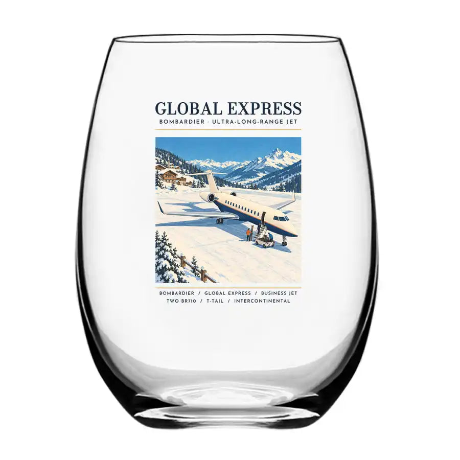 Bombardier Global Express - Poster - Water & Drink Glass