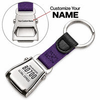 Thumbnail for Bombardier Global Express - Seat Belt Key Chain - Tag + Name - Purple