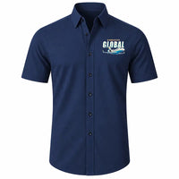 Thumbnail for Bombardier Global Express - Short Sleeve Shirt - Cartoon - Dark Blue
