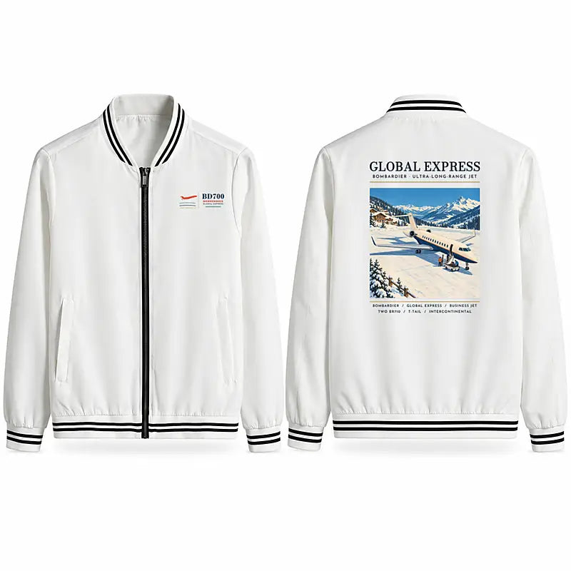 Bombardier Global Express Stylish Jackets - Baseball Collar - Poster - White