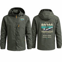 Thumbnail for Bombardier Global Express Stylish Jackets - Hooded Windbreaker - Original - Olive Green