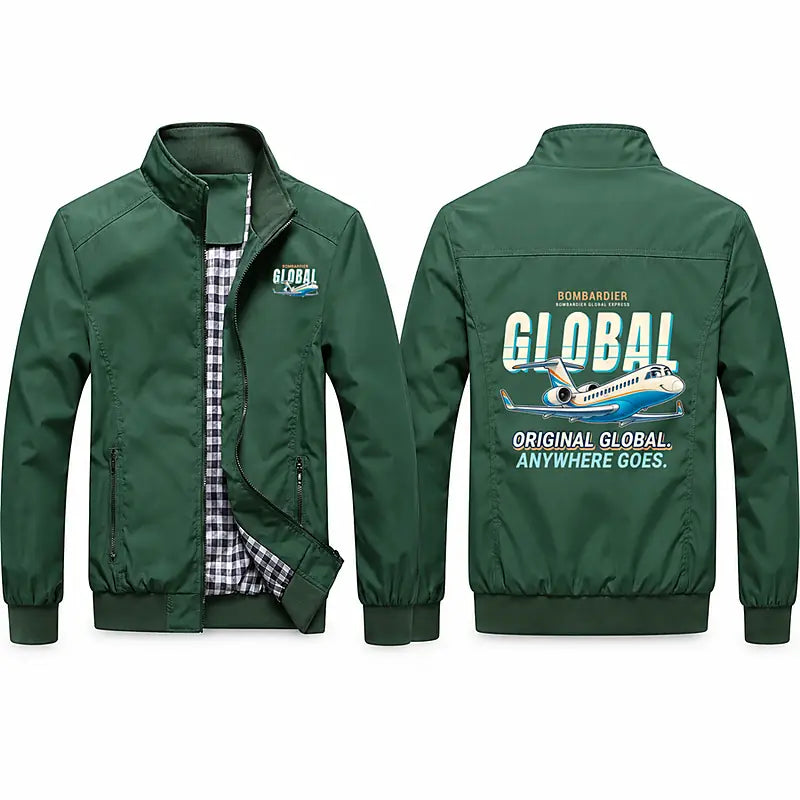 Bombardier Global Express Stylish Jackets - Stand Collar - Cartoon - Green