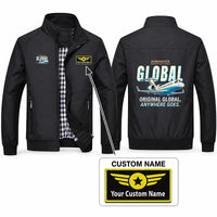 Thumbnail for Bombardier Global Express Stylish Jackets - Stand Collar - Cartoon + Name - Black