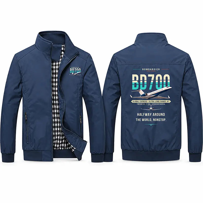 Bombardier Global Express Stylish Jackets - Stand Collar - Original - Navy Blue
