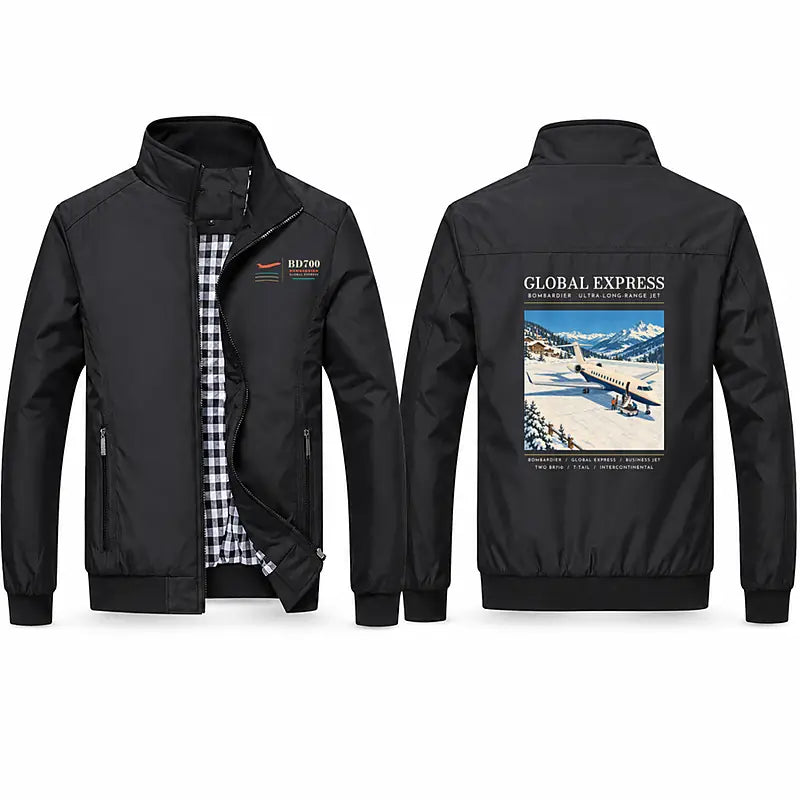 Bombardier Global Express Stylish Jackets - Stand Collar - Poster - Black