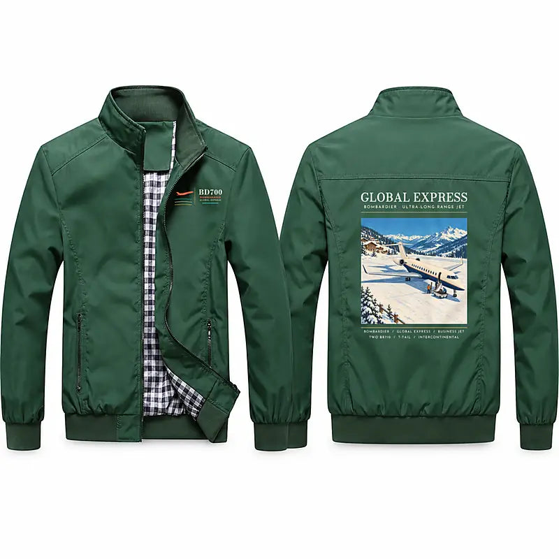 Bombardier Global Express Stylish Jackets - Stand Collar - Poster - Green