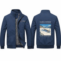 Thumbnail for Bombardier Global Express Stylish Jackets - Stand Collar - Poster - Navy Blue
