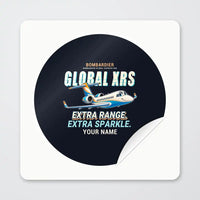 Thumbnail for Bombardier Global Express XRS - Cartoon + Name - Circle Sticker - Peel
