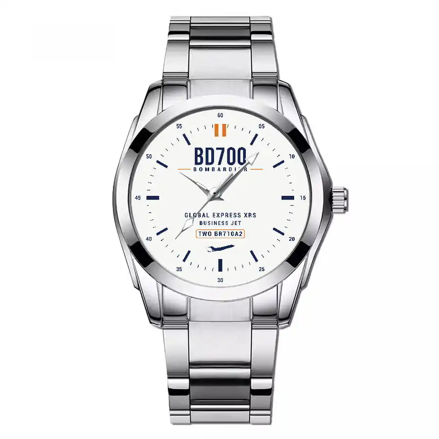 Bombardier Global Express XRS - Classic - White - Stainless Steel Band - For Men