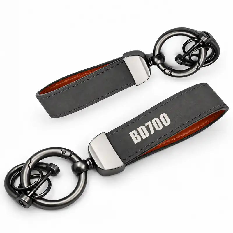Bombardier Global Express XRS - Leather Key Chain - Horseshoe Buckle - Tag - Gray