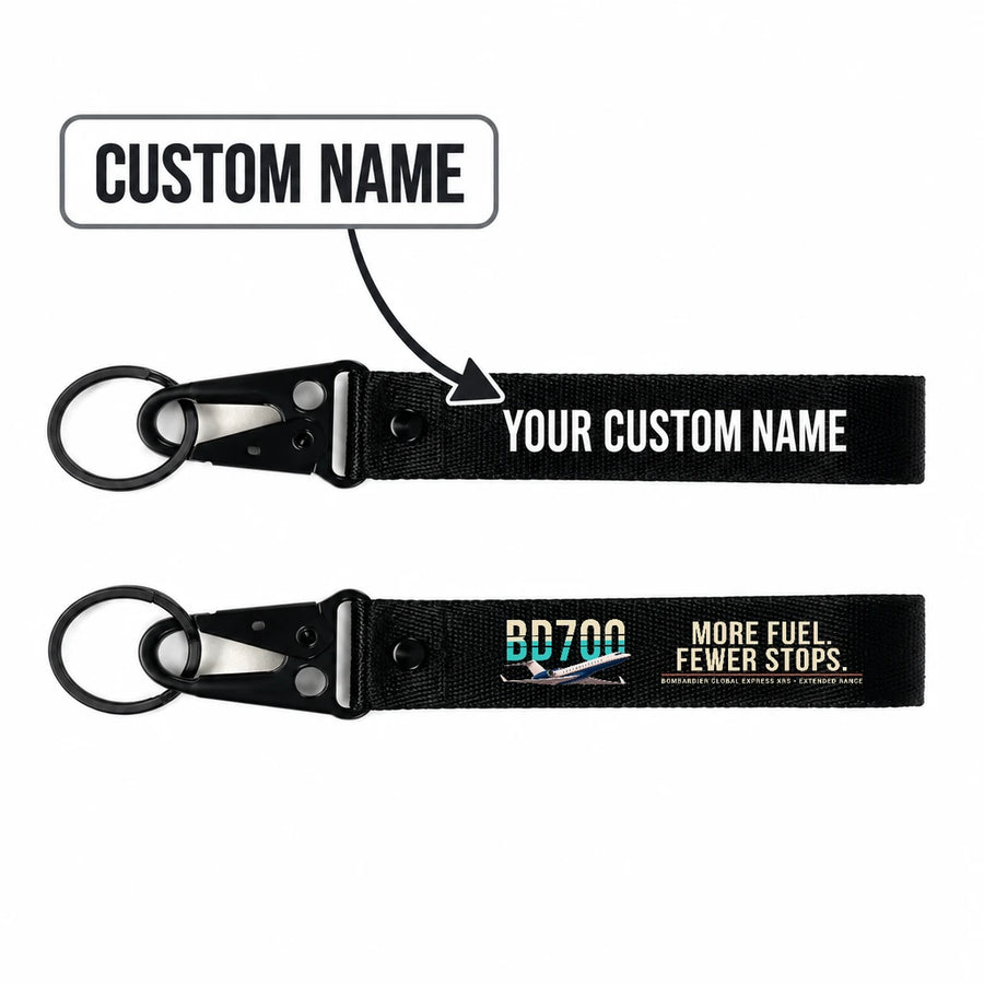 Bombardier Global Express XRS Hawk-Shaped Key Chains - Black - Original - Personalized