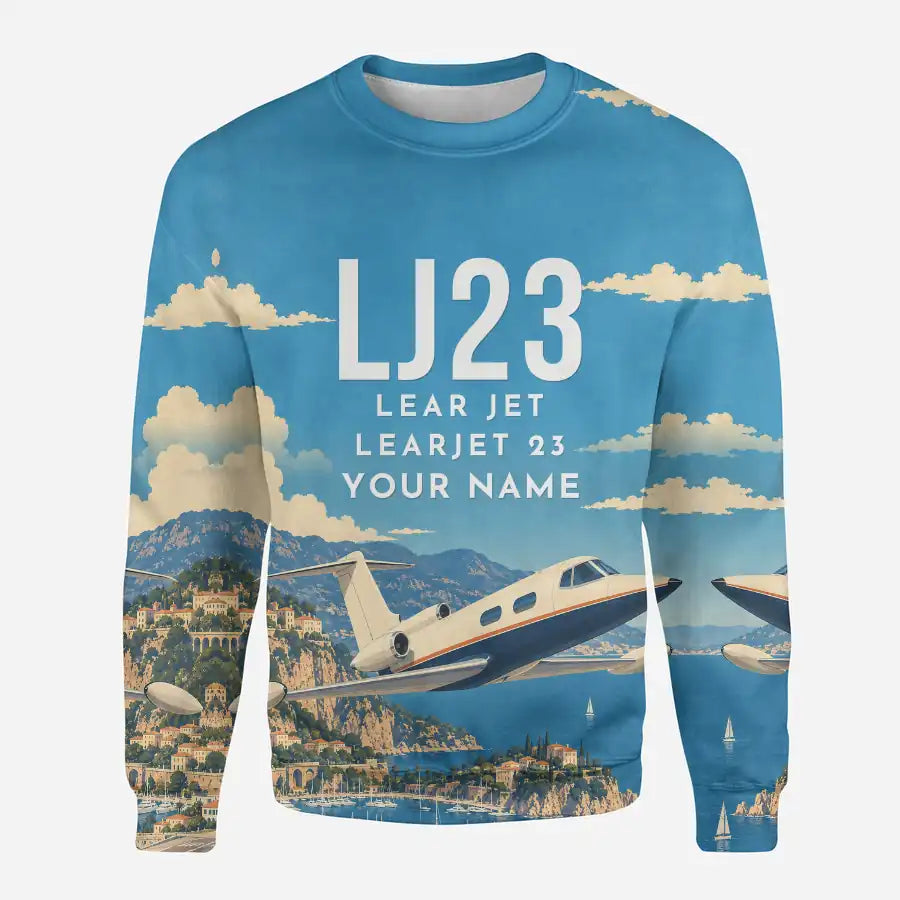 Bombardier Learjet 23 3D All-Over Print Clothing - Sweatshirt - 3D + Name