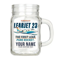Thumbnail for Bombardier Learjet 23 - Cartoon + Name - Cocktail Glass (Mason Jar)