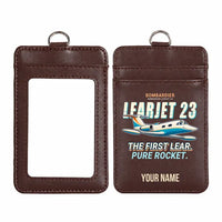 Thumbnail for Bombardier Learjet 23 - Cartoon - ID Card Holder - Dark Brown + Name