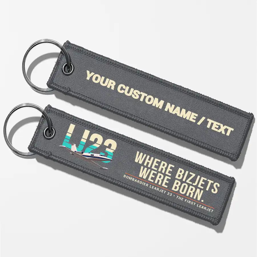 Bombardier Learjet 23 Aviator Key Chains - Gray - Original - Personalized