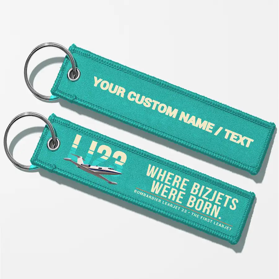 Bombardier Learjet 23 Aviator Key Chains - Turquoise - Original - Personalized