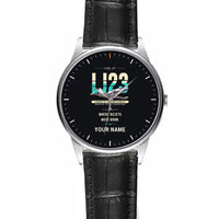 Thumbnail for Bombardier Learjet 23 - Original + Name - Leather Strap - Striped Black Leather Strap