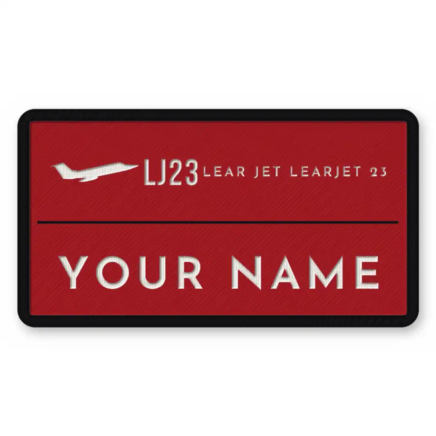 Bombardier Learjet 23 Patches - Rectangle + Name - Red White