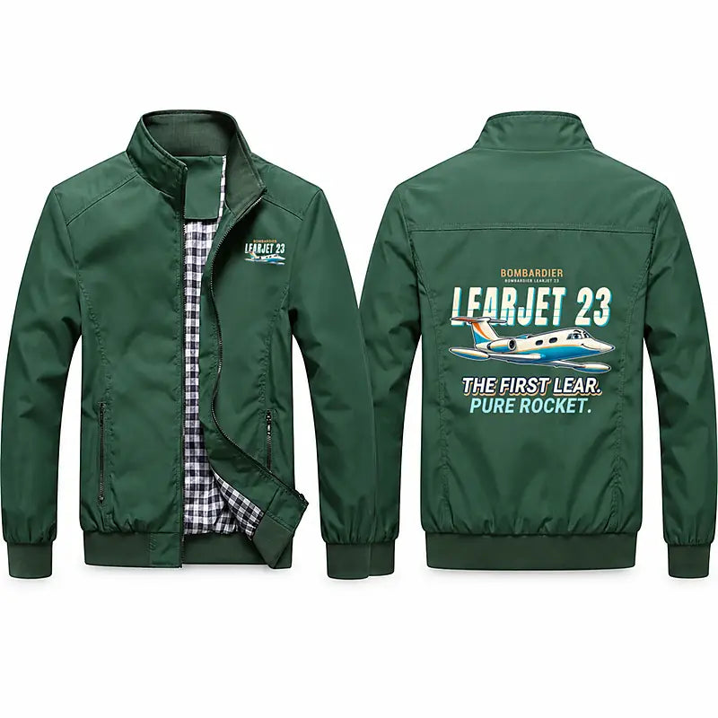 Bombardier Learjet 23 Stylish Jackets - Stand Collar - Cartoon - Green