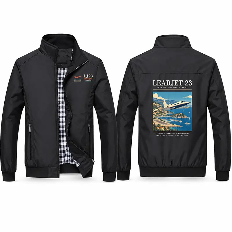 Bombardier Learjet 23 Stylish Jackets - Stand Collar - Poster - Black