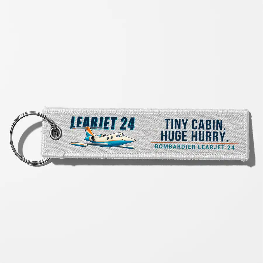 Bombardier Learjet 24 Aviator Key Chains - White - Cartoon