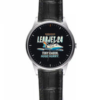 Thumbnail for Bombardier Learjet 24 - Cartoon - Leather Strap - Striped Black Leather Strap