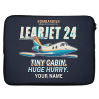 Thumbnail for Bombardier Learjet 24 - Cartoon + Name - Laptop Sleeve