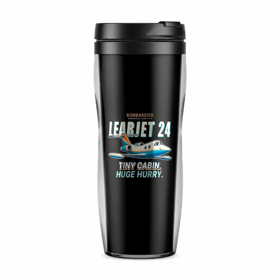Bombardier Learjet 24 - Cartoon - Plastic (No Holder) - Black