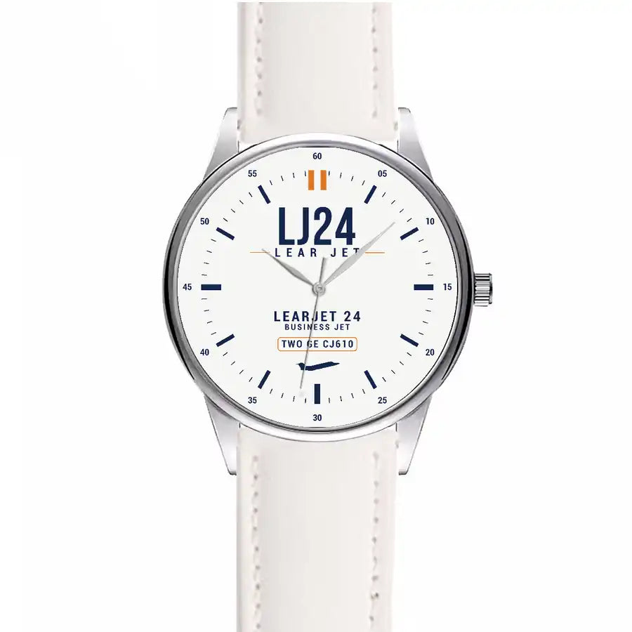 Bombardier Learjet 24 - Classic - White - Leather Strap - White Leather Strap