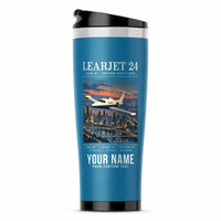 Thumbnail for Bombardier Learjet 24 - Poster + Name - Stainless Steel (No Holder) - Light Blue