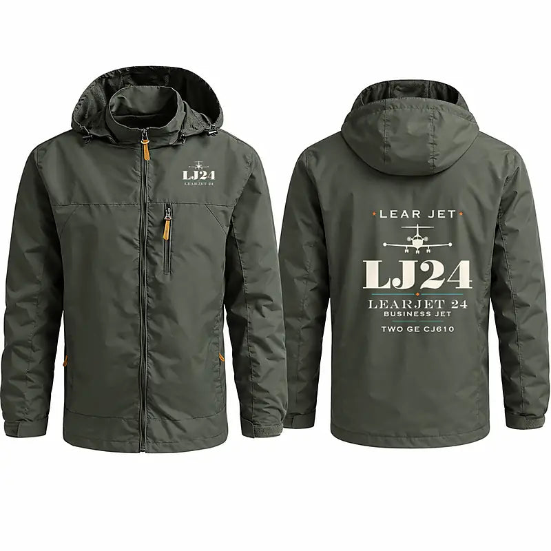 Bombardier Learjet 24 Stylish Jackets - Hooded Windbreaker - Heritage - Olive Green