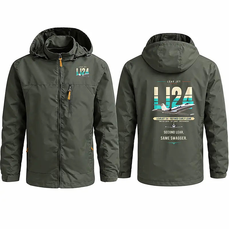 Bombardier Learjet 24 Stylish Jackets - Hooded Windbreaker - Original - Olive Green