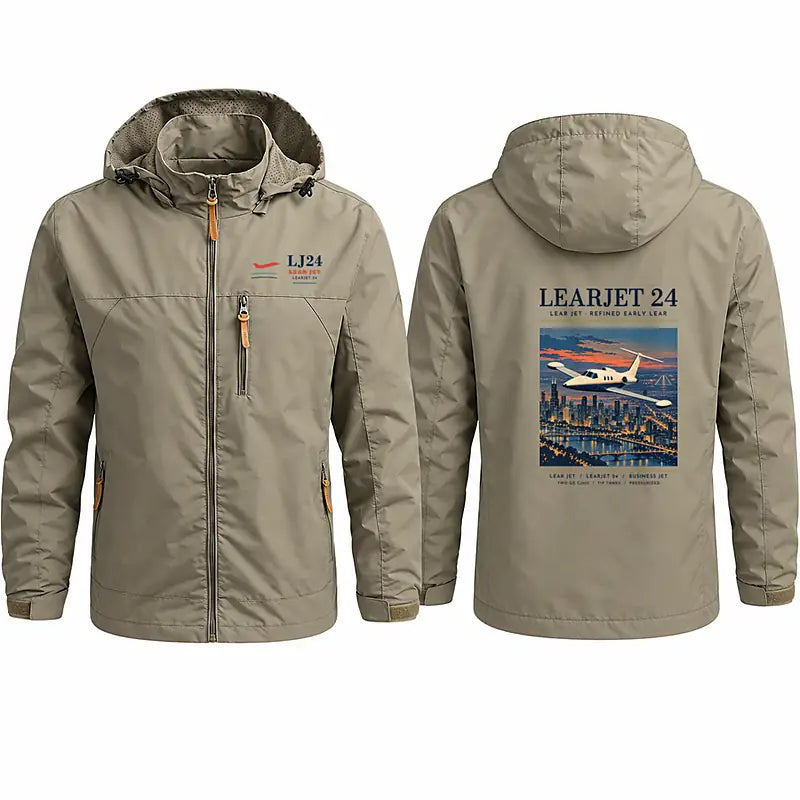 Bombardier Learjet 24 Stylish Jackets - Hooded Windbreaker - Poster - Khaki