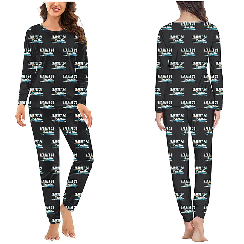 Bombardier Learjet 24 - Women Pajamas - Cartoon Pattern - Black