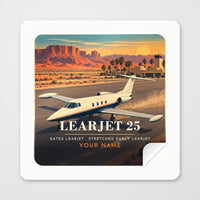 Thumbnail for Bombardier Learjet 25 - 3D + Name - Square Sticker - Peel