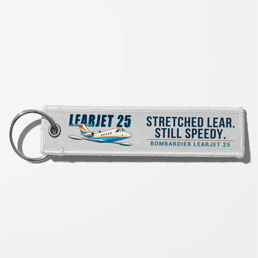 Bombardier Learjet 25 Aviator Key Chains - White - Cartoon