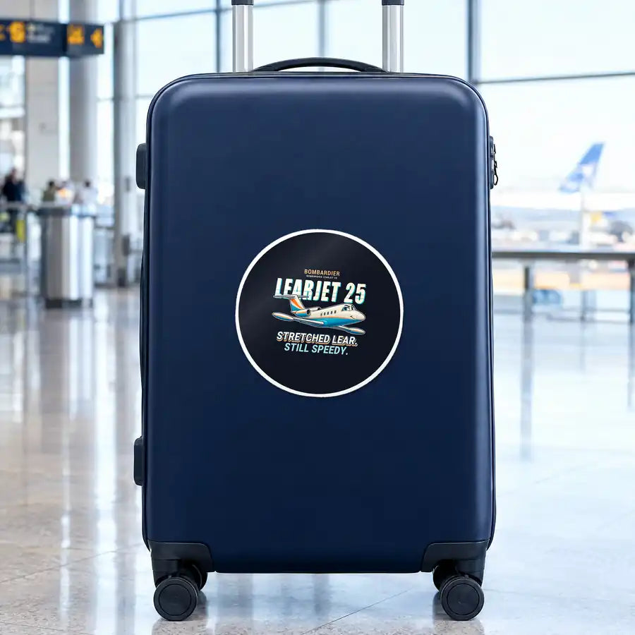Bombardier Learjet 25 - Cartoon - Circle Sticker - Suitcase