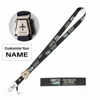 Thumbnail for Bombardier Learjet 25 Lanyard & ID Holders seat belt lanyard - Cartoon - Black with name