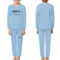 Thumbnail for Bombardier Learjet 25 - Children Pajamas - Cartoon Chest - Light Blue