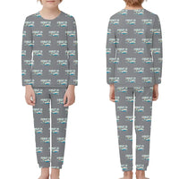 Thumbnail for Bombardier Learjet 25 - Children Pajamas - Cartoon Pattern - Gray