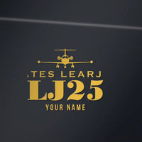 Thumbnail for Bombardier Learjet 25 - Heritage Die-Cut - Gold + Name - Die-Cut - Close-up